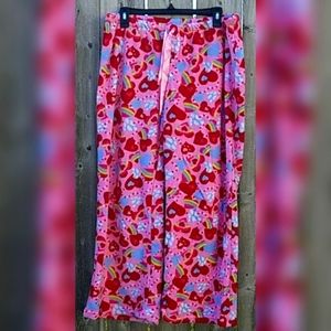 Fleece Pajama Pants with Rainbows, Clouds and Hearts